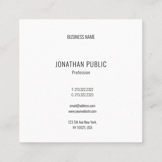 モダンプロフェッショナルスタイリッシュテンプレートトレンディー スクエア名刺 (裏面)