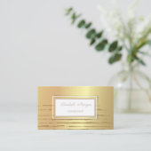 モダンプロフェッショナルスタイリッシュ金ゴールドグリッターストライプ 名刺 (スタンド正面)