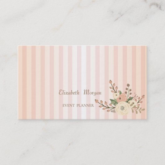 モダンプロフェッショナルストライプの水彩花 名刺 (正面)