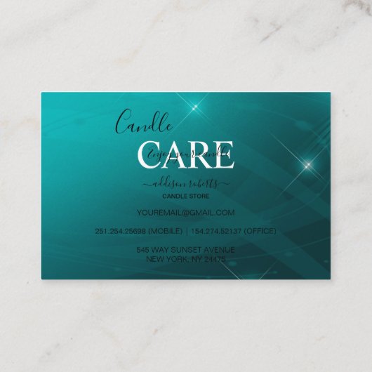 モダンプロフェッショナルターコイズキャンドル気に 名刺 (裏面)