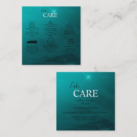 モダンプロフェッショナルターコイズケ気にーキ スクエア名刺 (正面/裏面)