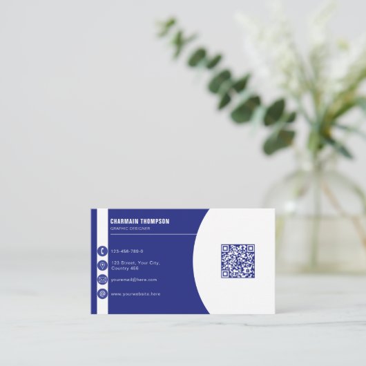 モダンプロフェッショナルダークエレガントブルー 名刺 (スタンド正面)