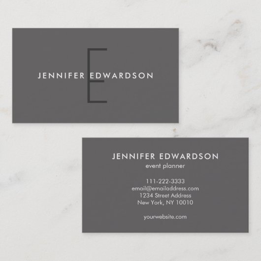 モダンプロフェッショナルダークグレービジモノグラムのネス 名刺 (正面/裏面)