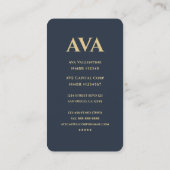 モダンプロフェッショナルダークブルー金ゴールドモノグラム 名刺 (裏面)