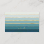 モダンプロフェッショナルティール(緑がかった色)ストライプ金ゴールド 名刺 (正面)