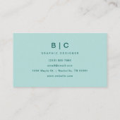 モダンプロフェッショナルティール（緑がかった色）ミニマエレガントリスト 名刺 (裏面)