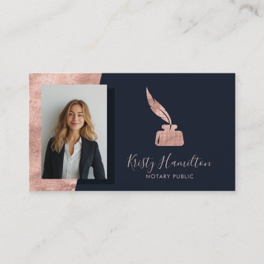 モダンプロフェッショナルネイビーバラ金ゴールド公証人 名刺 (正面)