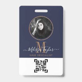 モダンプロフェッショナルネイビーブルー金ゴールド署名 バッジ