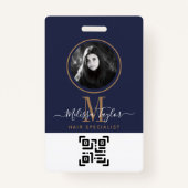 モダンプロフェッショナルネイビーブルー金ゴールド署名 バッジ (正面)