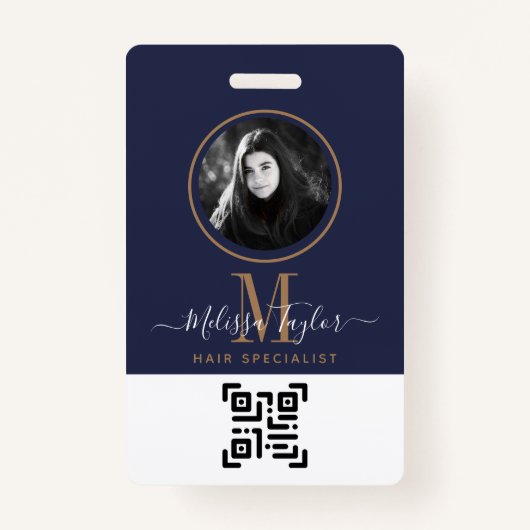 モダンプロフェッショナルネイビーブルー金ゴールド署名 バッジ (正面)