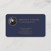 モダンプロフェッショナルネイビーブルー金ゴールド署名 名刺 (裏面)