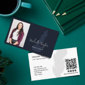 モダンプロフェッショナルネイビーモバイル公証人QRコード 名刺