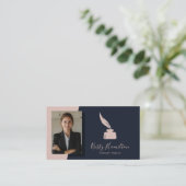 モダンプロフェッショナルネイビー赤面公証人 名刺 (スタンド正面)