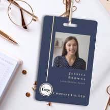 モダンプロフェッショナルネイビー金ゴールドフォトロゴQRコード