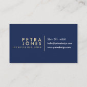 モダンプロフェッショナルネイビー青金ゴールドシック大理石 名刺 (裏面)