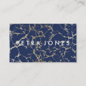 モダンプロフェッショナルネイビー青金ゴールドシック大理石 名刺 (正面)