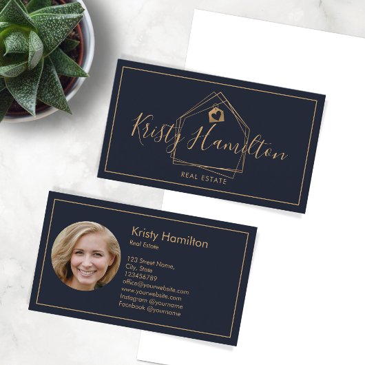 モダンプロフェッショナルネイビ実在ーエステート写真の追加 名刺