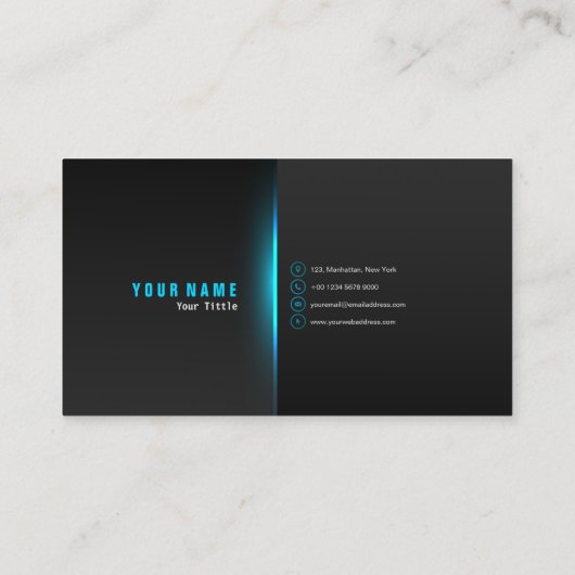 モダンプロフェッショナルネオン青 名刺 (裏面)