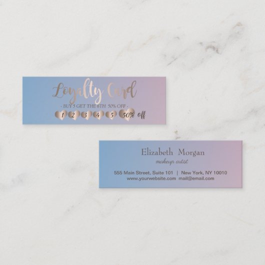 モダンプロフェッショナルバラ金ゴールドハートグラデーション ロイヤリティカード (正面/裏面)