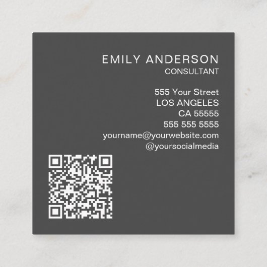 モダンプロフェッショナルパーソナライズされたQR名刺 スクエア名刺 (裏面)