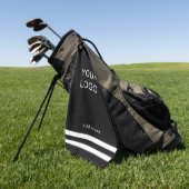 モダンプロフェッショナルビジネスロゴブラックストライプ ゴルフタオル (グリーン)