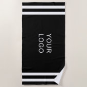 モダンプロフェッショナルビジネスロゴブラックストライプ ビーチタオル (正面)