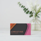 モダンプロフェッショナルピンクオレンジQrコード 名刺 (スタンド正面)