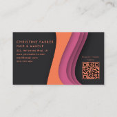 モダンプロフェッショナルピンクオレンジQrコード 名刺 (裏面)