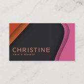 モダンプロフェッショナルピンクオレンジQrコード 名刺 (正面)