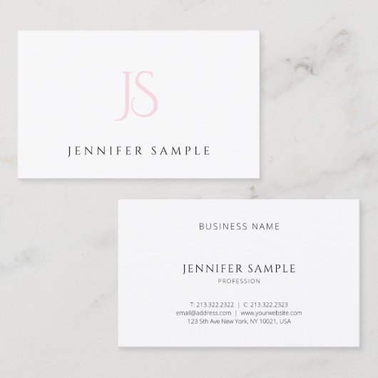 モダンプロフェッショナルピンクモノグラムエレガントシンプル 名刺 (正面/裏面)