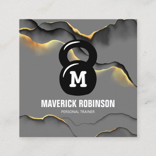 モダンプロフェッショナルフィットネストレーナー スクエア名刺 (正面)