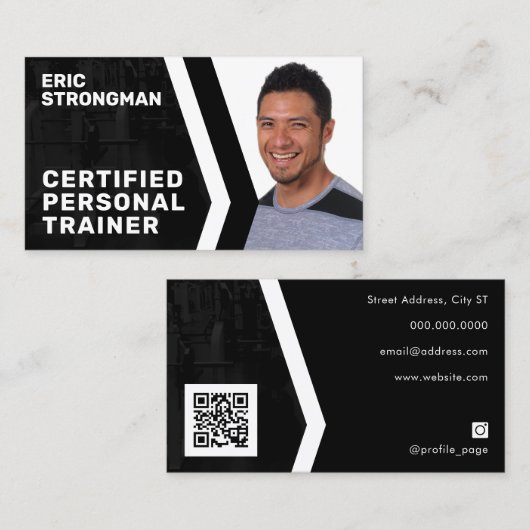 モダンプロフェッショナルフィットネスポートレート  名刺 (正面/裏面)