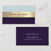 モダンプロフェッショナルフェイク金ゴールドストライプティール（緑がかった色）紫 名刺 (正面/裏面)