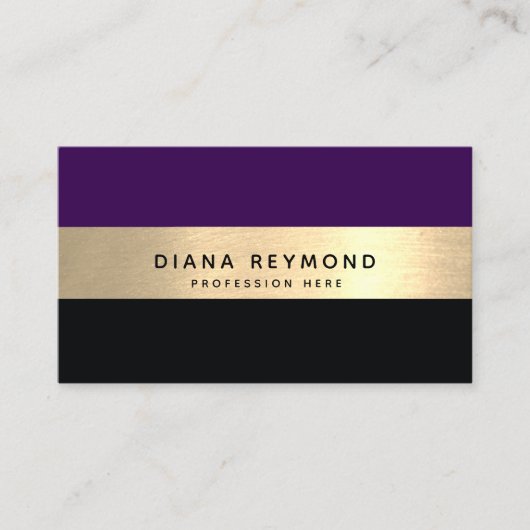 モダンプロフェッショナルフェイク金ゴールドストライプブラック 名刺 (正面)