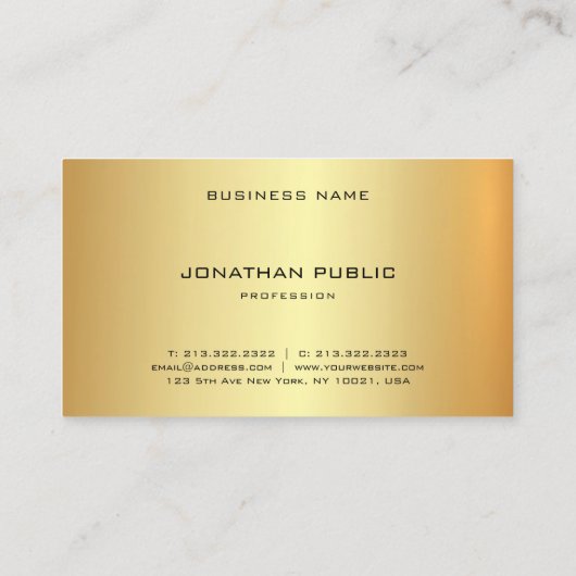 モダンプロフェッショナルフェイク金ゴールドモノグラムエレガント 名刺 (裏面)