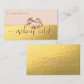 モダンプロフェッショナルフェイク金ゴールド，唇，メイクアップアーティスト 名刺 (正面/裏面)