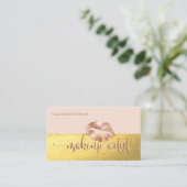 モダンプロフェッショナルフェイク金ゴールド，唇，メイクアップアーティスト 名刺 (スタンド正面)