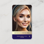 モダンプロフェッショナルフォトダークブルーフェイクゴル 名刺 (正面)