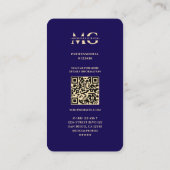 モダンプロフェッショナルフォトダークブルーフェイクゴル 名刺 (裏面)