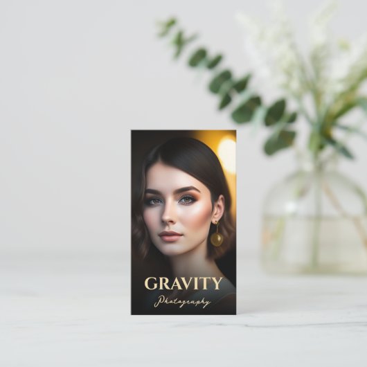 モダンプロフェッショナルフリー写真家QRロゴ 名刺 (スタンド正面)