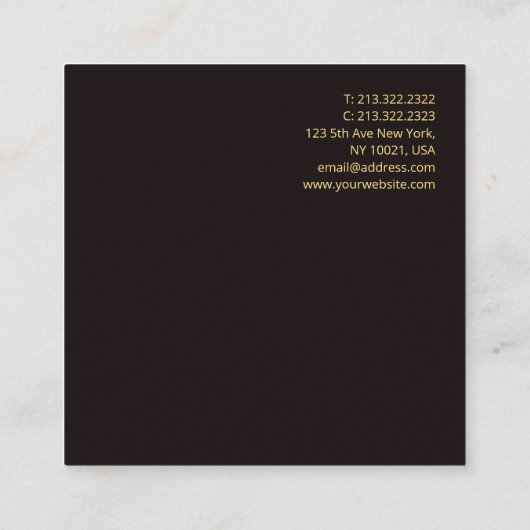 モダンプロフェッショナルブエレガントラックベルベットテンプレート スクエア名刺 (裏面)