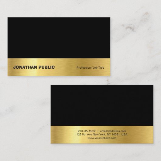 モダンプロフェッショナルブエレガントラック金ゴールドプレーン 名刺 (正面/裏面)