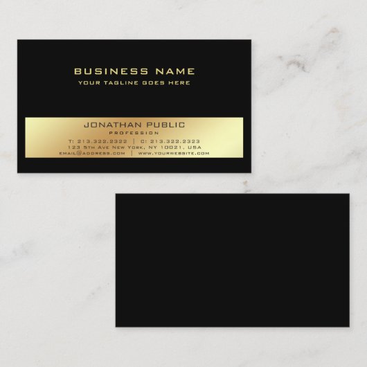 モダンプロフェッショナルブエレガントラック金ゴールドプレーン 名刺 (正面/裏面)