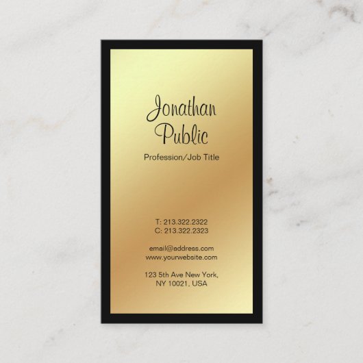 モダンプロフェッショナルブエレガントラック金ゴールドプレーン 名刺 (正面)
