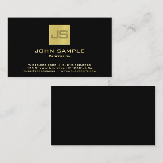 モダンプロフェッショナルブエレガントラック金ゴールドモノグラム 名刺 (正面/裏面)