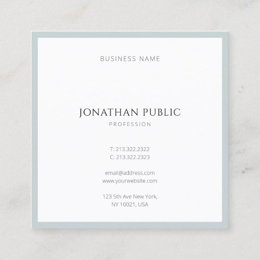 モダンプロフェッショナルブエレガントルーグリーンシンプルクール スクエア名刺 (裏面)