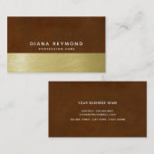 モダンプロフェッショナルブラウンとフェイク金ゴールド 名刺 (正面/裏面)