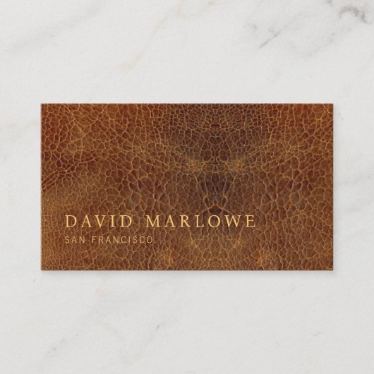 モダンプロフェッショナルブラウンレザー効果 名刺 (正面)