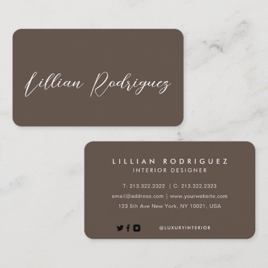 モダンプロフェッショナルブラウン署名名刺 名刺 (正面/裏面)