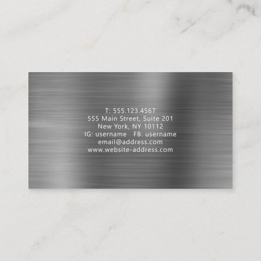 モダンプロフェッショナルブラシ仕上げメタリックグレーブラック 名刺 (裏面)